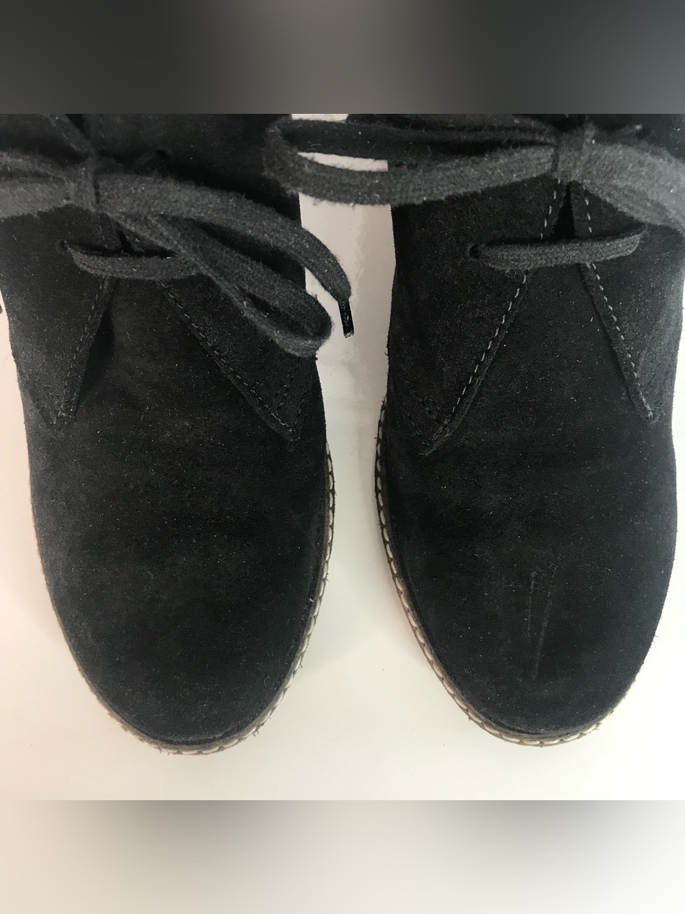 J CREW MacAlister Black Suede Rubber Wedge Ankle Boots Booties Size 8 - Picture 15 of 16